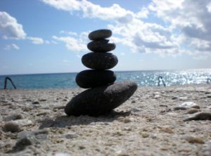 Rocks balanced on the beach